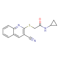 2d structure of 2-[(3-cyanoquinolin-2-yl)sulfanyl]-N-cyclopropylacetamide