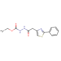 2d structure of N'-(ethoxycarbonyl)-2-(2-phenyl-1,3-thiazol-4-yl)acetohydrazide