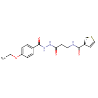 2d structure of N-(2-{N'-[(4-ethoxyphenyl)carbonyl]hydrazinecarbonyl}ethyl)thiophene-3-carboxamide