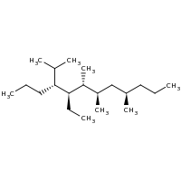2d structure of (4R,5R,6R,7R,9R)-5-ethyl-6,7,9-trimethyl-4-(propan-2-yl)dodecane
