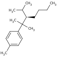 2d structure of 1-methyl-4-[(3R)-2-methyl-3-(propan-2-yl)heptan-2-yl]benzene