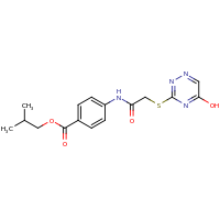 2d structure of 2-methylpropyl 4-{2-[(5-hydroxy-1,2,4-triazin-3-yl)sulfanyl]acetamido}benzoate