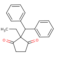 2d structure of 2-(diphenylmethyl)-2-ethylcyclopentane-1,3-dione