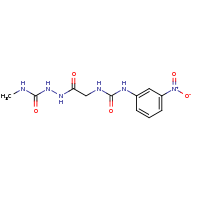 2d structure of N-[(methylcarbamoyl)amino]-2-{[(3-nitrophenyl)carbamoyl]amino}acetamide