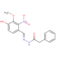 2d structure of N'-[(1E)-(4-hydroxy-3-methoxy-2-nitrophenyl)methylidene]-2-phenylacetohydrazide