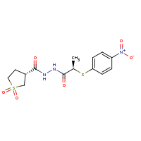 2d structure of (3R)-N'-[(2R)-2-[(4-nitrophenyl)sulfanyl]propanoyl]-1,1-dioxo-1$l^{6}-thiolane-3-carbohydrazide