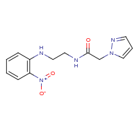 2d structure of N-{2-[(2-nitrophenyl)amino]ethyl}-2-(1H-pyrazol-1-yl)acetamide