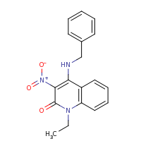 2d structure of 4-(benzylamino)-1-ethyl-3-nitro-1,2-dihydroquinolin-2-one