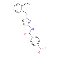 2d structure of N-{1-[(2-methylphenyl)methyl]-1H-pyrazol-3-yl}-4-nitrobenzamide