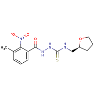 2d structure of 3-methyl-2-nitro-N-({[(2S)-oxolan-2-ylmethyl]carbamothioyl}amino)benzamide