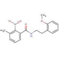 2d structure of N-[2-(2-methoxyphenyl)ethyl]-3-methyl-2-nitrobenzamide