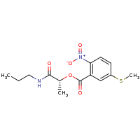2d structure of (1R)-1-(propylcarbamoyl)ethyl 5-(methylsulfanyl)-2-nitrobenzoate