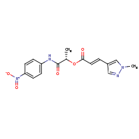 2d structure of (1S)-1-[(4-nitrophenyl)carbamoyl]ethyl (2E)-3-(1-methyl-1H-pyrazol-4-yl)prop-2-enoate