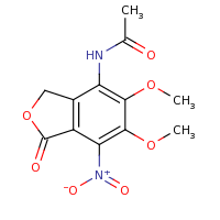 2d structure of N-(5,6-dimethoxy-7-nitro-1-oxo-1,3-dihydro-2-benzofuran-4-yl)acetamide