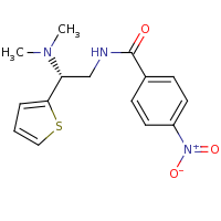 2d structure of N-[(2R)-2-(dimethylamino)-2-(thiophen-2-yl)ethyl]-4-nitrobenzamide