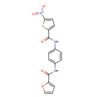 2d structure of N-[4-(5-nitrothiophene-2-amido)phenyl]furan-2-carboxamide