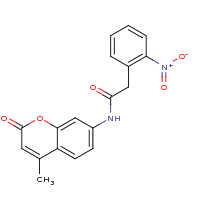 2d structure of N-(4-methyl-2-oxo-2H-chromen-7-yl)-2-(2-nitrophenyl)acetamide