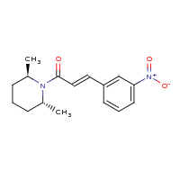 2d structure of (2E)-1-[(2R,6R)-2,6-dimethylpiperidin-1-yl]-3-(3-nitrophenyl)prop-2-en-1-one
