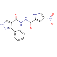 2d structure of 4-nitro-N'-[(3-phenyl-1H-pyrazol-4-yl)carbonyl]-1H-pyrrole-2-carbohydrazide