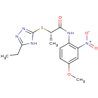 2d structure of (2S)-2-[(5-ethyl-4H-1,2,4-triazol-3-yl)sulfanyl]-N-(4-methoxy-2-nitrophenyl)propanamide