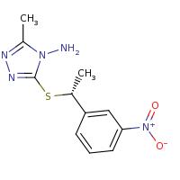 2d structure of 3-methyl-5-{[(1R)-1-(3-nitrophenyl)ethyl]sulfanyl}-4H-1,2,4-triazol-4-amine