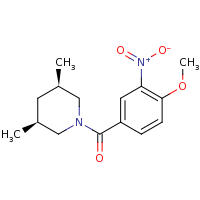 2d structure of (3R,5S)-1-[(4-methoxy-3-nitrophenyl)carbonyl]-3,5-dimethylpiperidine