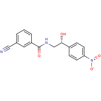2d structure of 3-cyano-N-[(2R)-2-hydroxy-2-(4-nitrophenyl)ethyl]benzamide