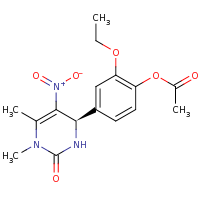 2d structure of 4-[(4R)-1,6-dimethyl-5-nitro-2-oxo-1,2,3,4-tetrahydropyrimidin-4-yl]-2-ethoxyphenyl acetate