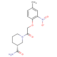 2d structure of (3R)-1-[2-(4-methyl-2-nitrophenoxy)acetyl]piperidine-3-carboxamide