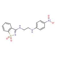 2d structure of 3-({2-[(4-nitrophenyl)amino]ethyl}amino)-1$l^{6},2-benzothiazole-1,1-dione