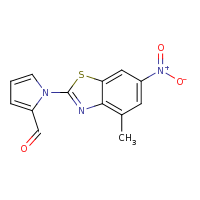 2d structure of 1-(4-methyl-6-nitro-1,3-benzothiazol-2-yl)-1H-pyrrole-2-carbaldehyde