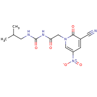 2d structure of 1-[2-(3-cyano-5-nitro-2-oxo-1,2-dihydropyridin-1-yl)acetyl]-3-(2-methylpropyl)urea