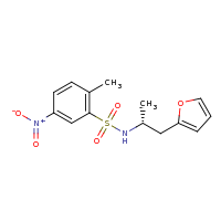 2d structure of N-[(2R)-1-(furan-2-yl)propan-2-yl]-2-methyl-5-nitrobenzene-1-sulfonamide