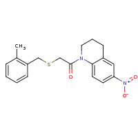 2d structure of 2-{[(2-methylphenyl)methyl]sulfanyl}-1-(6-nitro-1,2,3,4-tetrahydroquinolin-1-yl)ethan-1-one
