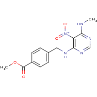 2d structure of methyl 4-({[6-(methylamino)-5-nitropyrimidin-4-yl]amino}methyl)benzoate