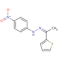 2d structure of (Z)-1-(4-nitrophenyl)-2-[1-(thiophen-2-yl)ethylidene]hydrazine