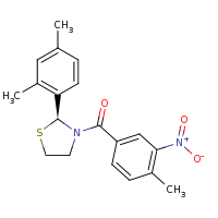 2d structure of (2S)-2-(2,4-dimethylphenyl)-3-[(4-methyl-3-nitrophenyl)carbonyl]-1,3-thiazolidine
