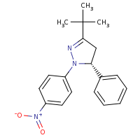 2d structure of (5R)-3-tert-butyl-1-(4-nitrophenyl)-5-phenyl-4,5-dihydro-1H-pyrazole