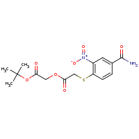 2d structure of 2-(tert-butoxy)-2-oxoethyl 2-[(4-carbamoyl-2-nitrophenyl)sulfanyl]acetate