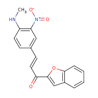 2d structure of (2E)-1-(1-benzofuran-2-yl)-3-[4-(methylamino)-3-nitrophenyl]prop-2-en-1-one