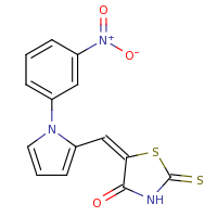 2d structure of (5E)-5-{[1-(3-nitrophenyl)-1H-pyrrol-2-yl]methylidene}-2-sulfanylidene-1,3-thiazolidin-4-one
