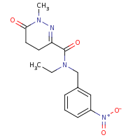 2d structure of N-ethyl-1-methyl-N-[(3-nitrophenyl)methyl]-6-oxo-1,4,5,6-tetrahydropyridazine-3-carboxamide