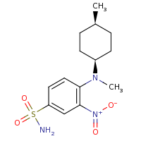 2d structure of 4-[methyl(4-methylcyclohexyl)amino]-3-nitrobenzene-1-sulfonamide