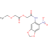 2d structure of [(6-nitro-2H-1,3-benzodioxol-5-yl)carbamoyl]methyl 2-ethoxyacetate