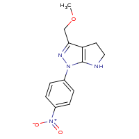 2d structure of 3-(methoxymethyl)-1-(4-nitrophenyl)-1H,4H,5H,6H-pyrrolo[2,3-c]pyrazole