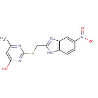 2d structure of 6-methyl-2-{[(5-nitro-1H-1,3-benzodiazol-2-yl)methyl]sulfanyl}pyrimidin-4-ol