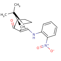 2d structure of (1S,3E,4R)-1,7,7-trimethyl-3-{[(2-nitrophenyl)amino]methylidene}bicyclo[2.2.1]heptan-2-one