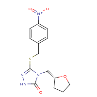 2d structure of 3-{[(4-nitrophenyl)methyl]sulfanyl}-4-[(2R)-oxolan-2-ylmethyl]-4,5-dihydro-1H-1,2,4-triazol-5-one