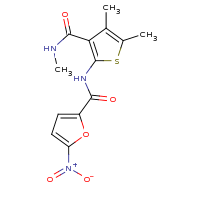 2d structure of N-[4,5-dimethyl-3-(methylcarbamoyl)thiophen-2-yl]-5-nitrofuran-2-carboxamide