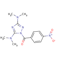2d structure of 3-N,3-N,5-N,5-N-tetramethyl-1-[(4-nitrophenyl)carbonyl]-1H-1,2,4-triazole-3,5-diamine